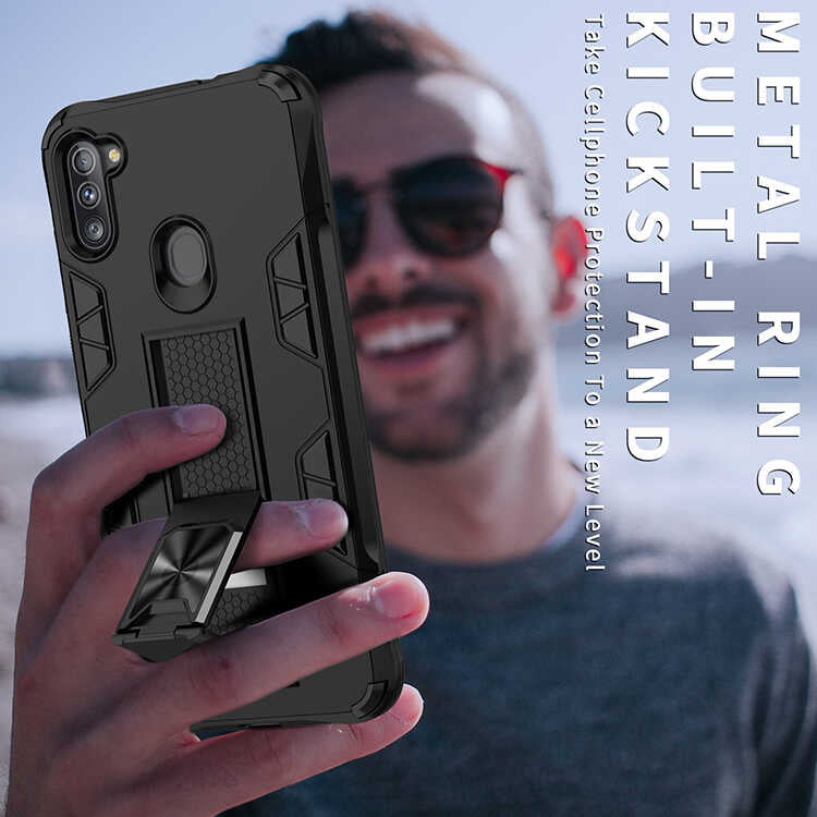 Galaxy A11 Kılıf Zore Volve Kapak Siyah