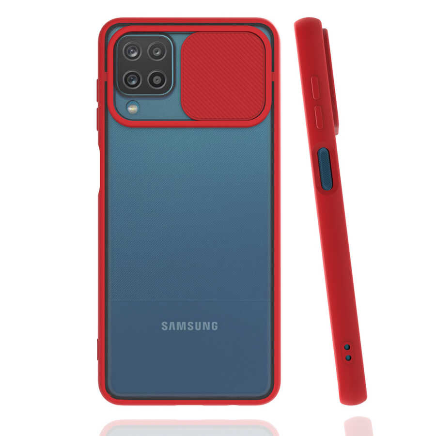 Galaxy A12 Kılıf Zore Lensi Kapak Kırmızı