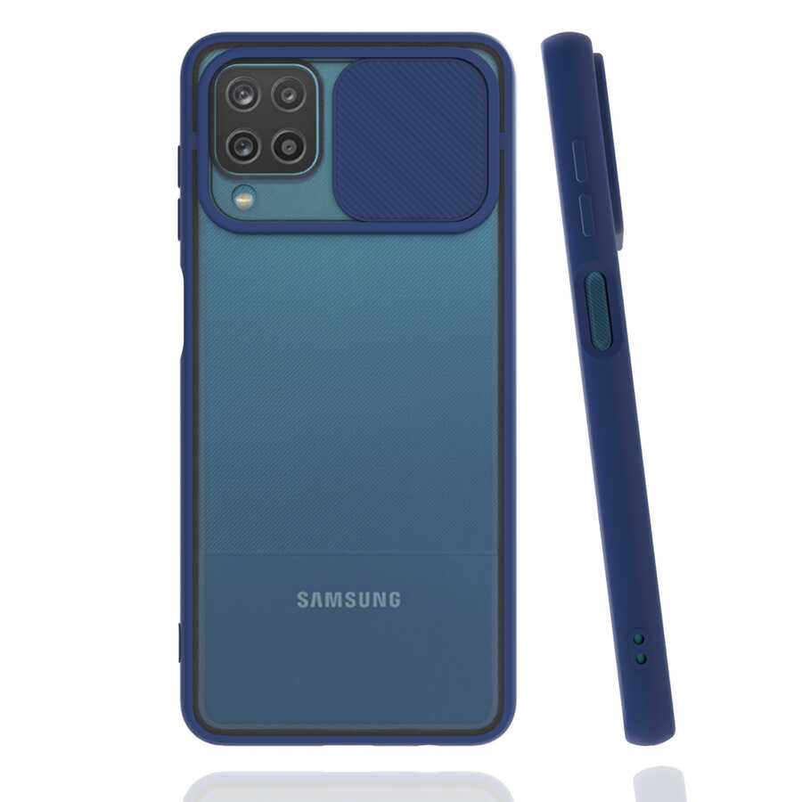 Galaxy A12 Kılıf Zore Lensi Kapak Lacivert