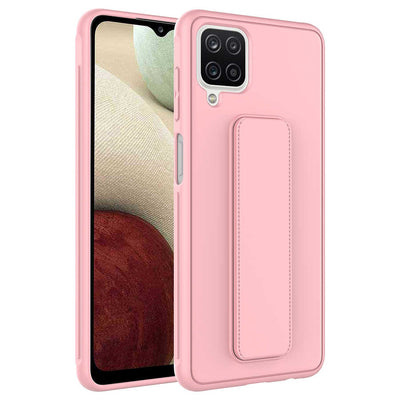 Galaxy A12 Kılıf Zore Qstand Kapak Pembe