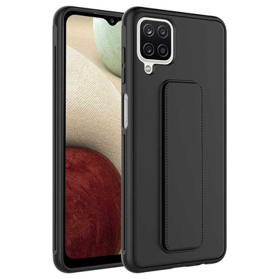 Galaxy A12 Kılıf Zore Qstand Kapak Siyah