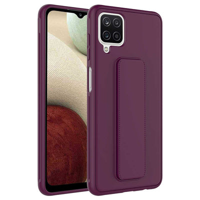 Galaxy A12 Kılıf Zore Qstand Kapak Mürdüm