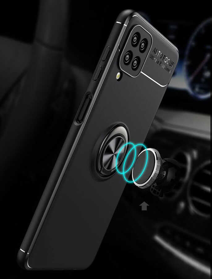 Galaxy A12 Kılıf Zore Ravel Silikon Kapak Siyah