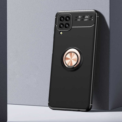 Galaxy A12 Kılıf Zore Ravel Silikon Kapak Siyah-Rose Gold