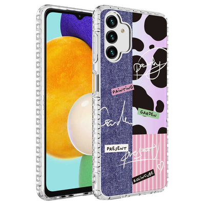 Galaxy A13 4G Kılıf Airbag Kenarlı Renkli Desenli Silikon Zore Elegans Kapak NO8