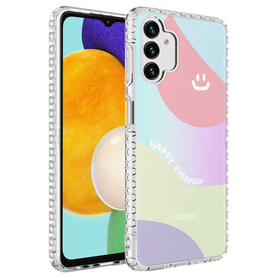 Galaxy A13 4G Kılıf Airbag Kenarlı Renkli Desenli Silikon Zore Elegans Kapak NO7