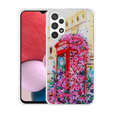 Galaxy A13 4G Kılıf Simli Desenli Kamera Korumalı Parlak Zore Popy Kapak Kulübe