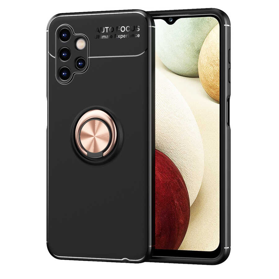 Galaxy A13 4G Kılıf Zore Ravel Silikon Kapak Siyah-Rose Gold