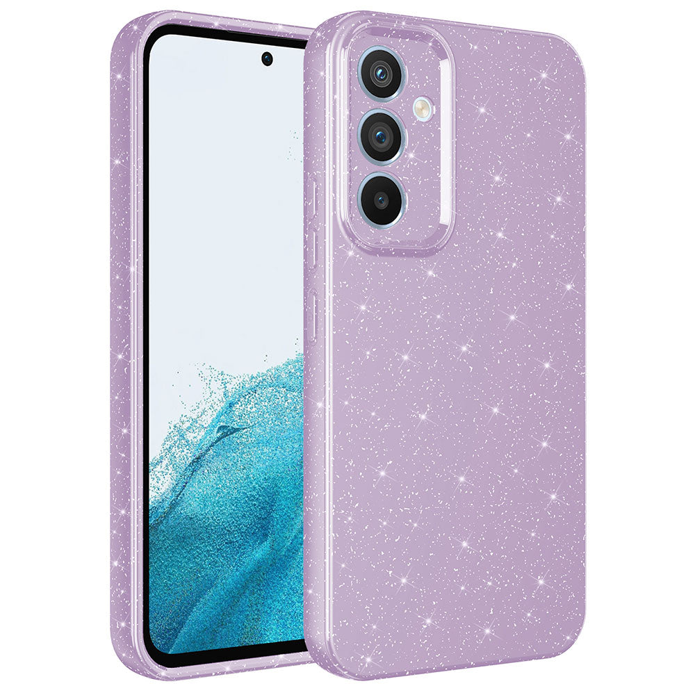 Galaxy A14 Kılıf Kamera Korumalı Simli Lüks Zore Koton Kapak Mor