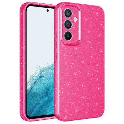 Galaxy A14 Kılıf Kamera Korumalı Simli Lüks Zore Koton Kapak Pembe Koyu