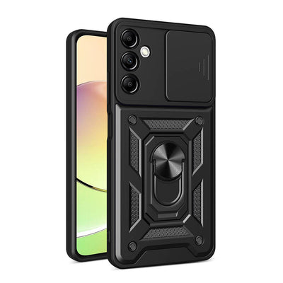Galaxy A14 Kılıf Magnetik Standlı Kamera Korumalı Zore Sürgülü Vega Kapak Mavi
