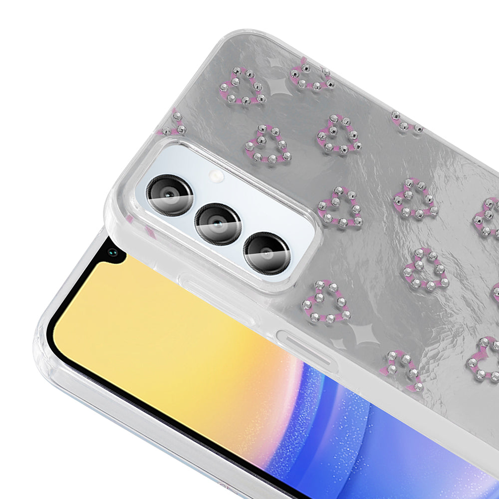 Galaxy A15 Kılıf Kamera Korumalı Figürlü Zore Ponti Silikon Kapak Açık Pembe