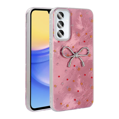 Galaxy A15 Kılıf Kamera Korumalı Figürlü Zore Ponti Silikon Kapak Açık Pembe