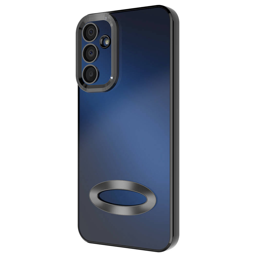 Galaxy A15 Kılıf Kamera Korumalı Logo Gösteren Zore Omega Kapak Gümüş