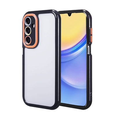 Galaxy A15 Kılıf Kamera Korumalı Renkli Kenar ve Çerçeve Tasarımlı Zore Vitamin Kapak Siyah