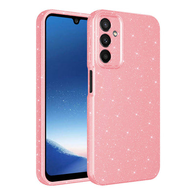 Galaxy A15 Kılıf Kamera Korumalı Simli Lüks Zore Koton Kapak Lila