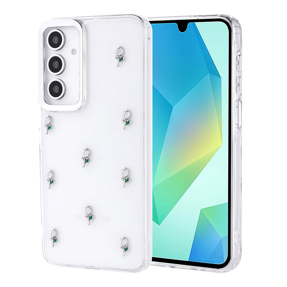 Galaxy A16 Kılıf Airbag Tasarımlı Simli Şeffaf Zore Kutup Kapak Lale