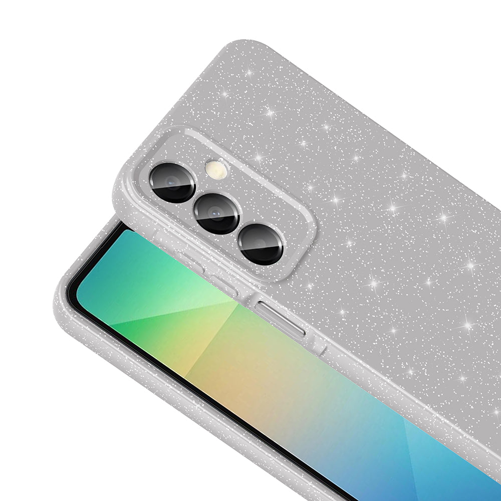 Galaxy A16 Kılıf Kamera Korumalı Simli Lüks Zore Koton Kapak Gümüş
