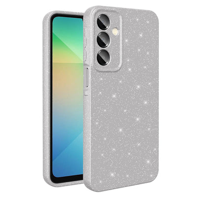 Galaxy A16 Kılıf Kamera Korumalı Simli Lüks Zore Koton Kapak Gümüş