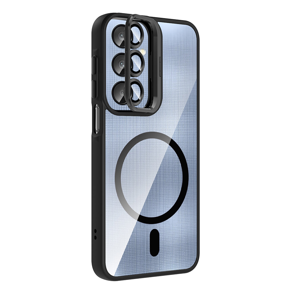 Galaxy A16 Kılıf Standlı ve Kamera Lens Hediyeli M-Safe Şarj Özellikli Zore Etro Kapak Desert Titanyum