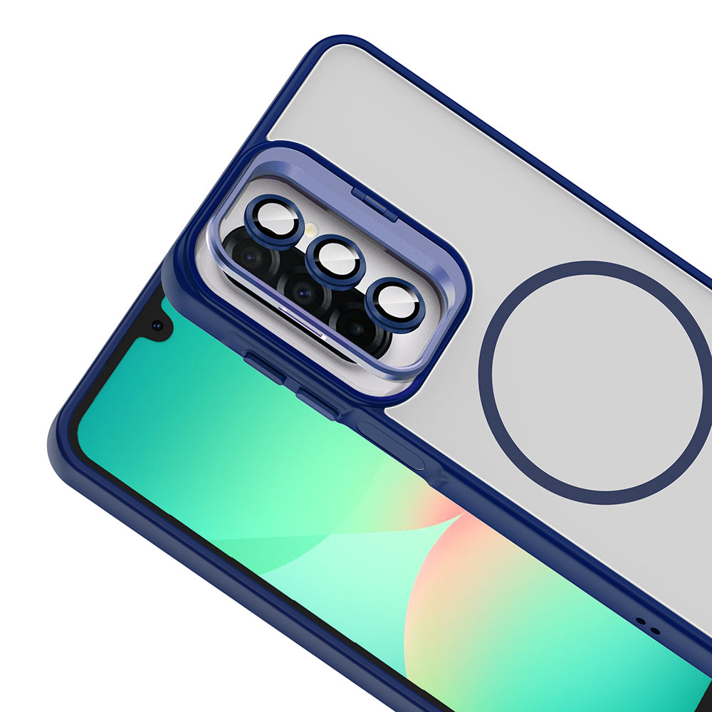 Galaxy A17 Kılıf Standlı ve Kamera Lens Hediyeli Zore Etro Kapak Siyah