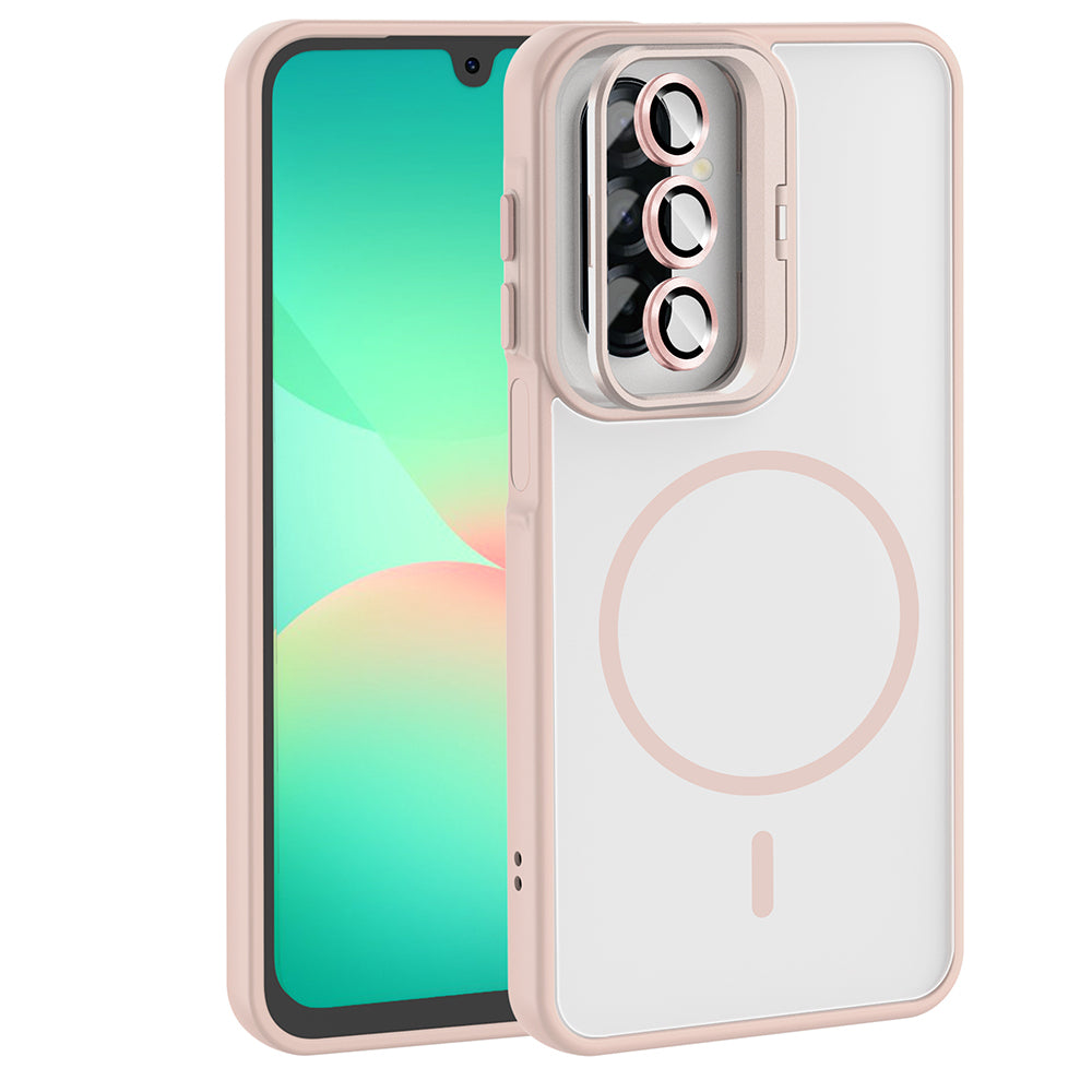 Galaxy A17 Kılıf Standlı ve Kamera Lens Hediyeli Zore Etro Kapak Gri
