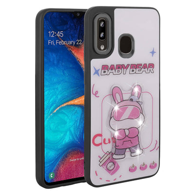 Galaxy A20 Kılıf Parlayan Kabartmalı İkonik Figürlü Zore Amas Silikon Kapak Beyaz