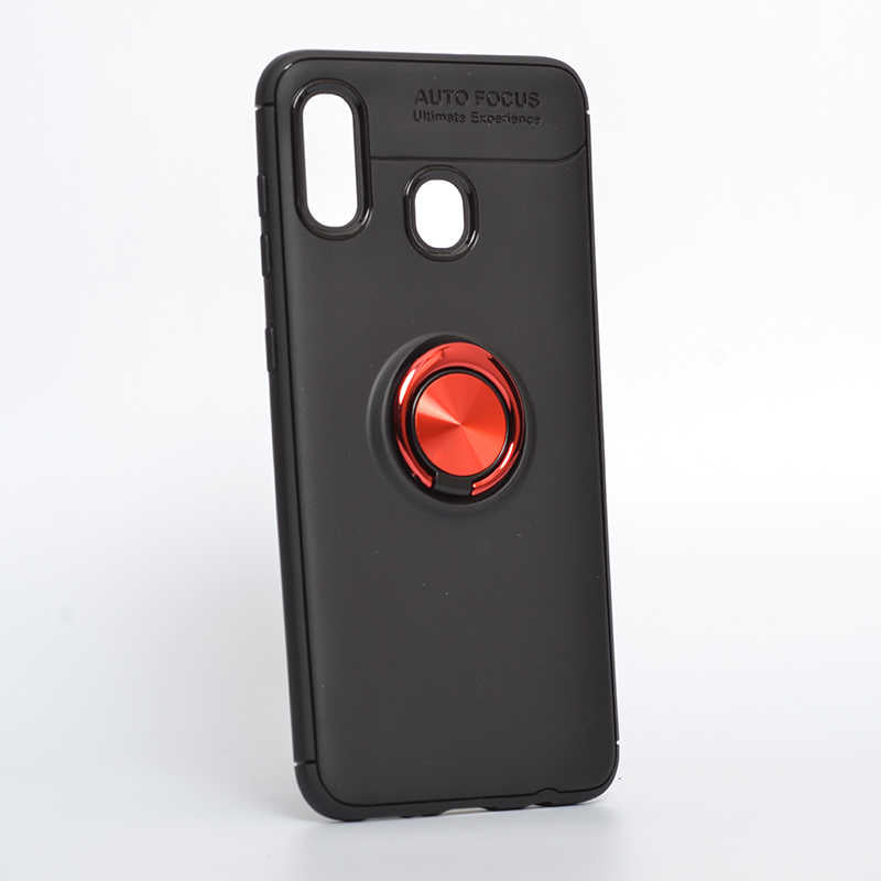 Galaxy A20 Kılıf Zore Ravel Silikon Kapak Siyah-Kırmızı