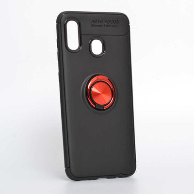 Galaxy A20 Kılıf Zore Ravel Silikon Kapak Siyah-Kırmızı