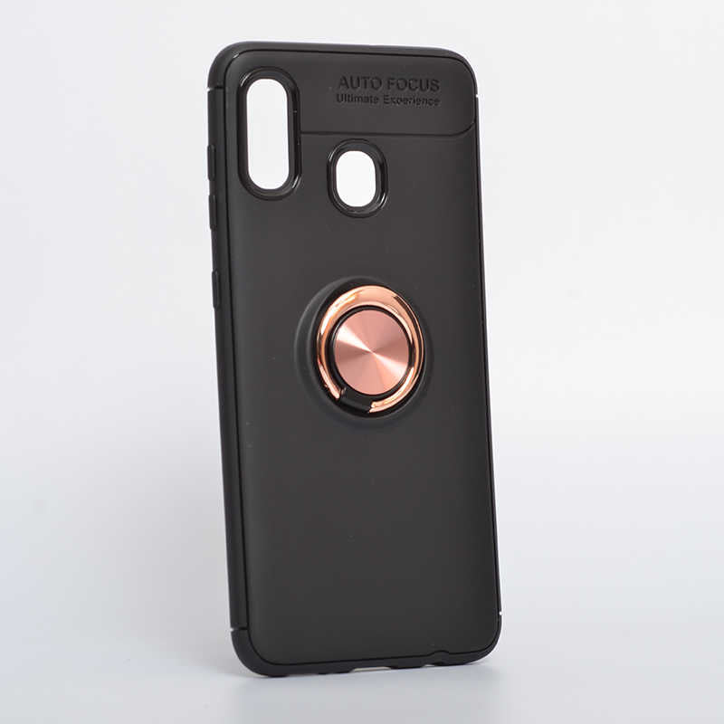 Galaxy A20 Kılıf Zore Ravel Silikon Kapak Siyah-Rose Gold