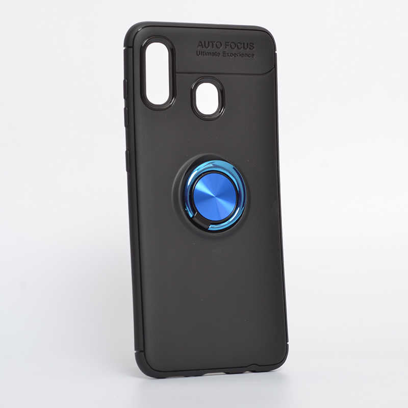 Galaxy A20 Kılıf Zore Ravel Silikon Kapak Siyah-Mavi