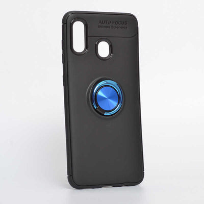 Galaxy A20 Kılıf Zore Ravel Silikon Kapak Siyah-Mavi