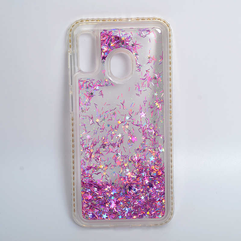 Galaxy A20 Kılıf Zore Sıralı Sıvılı Silikon Rose Gold