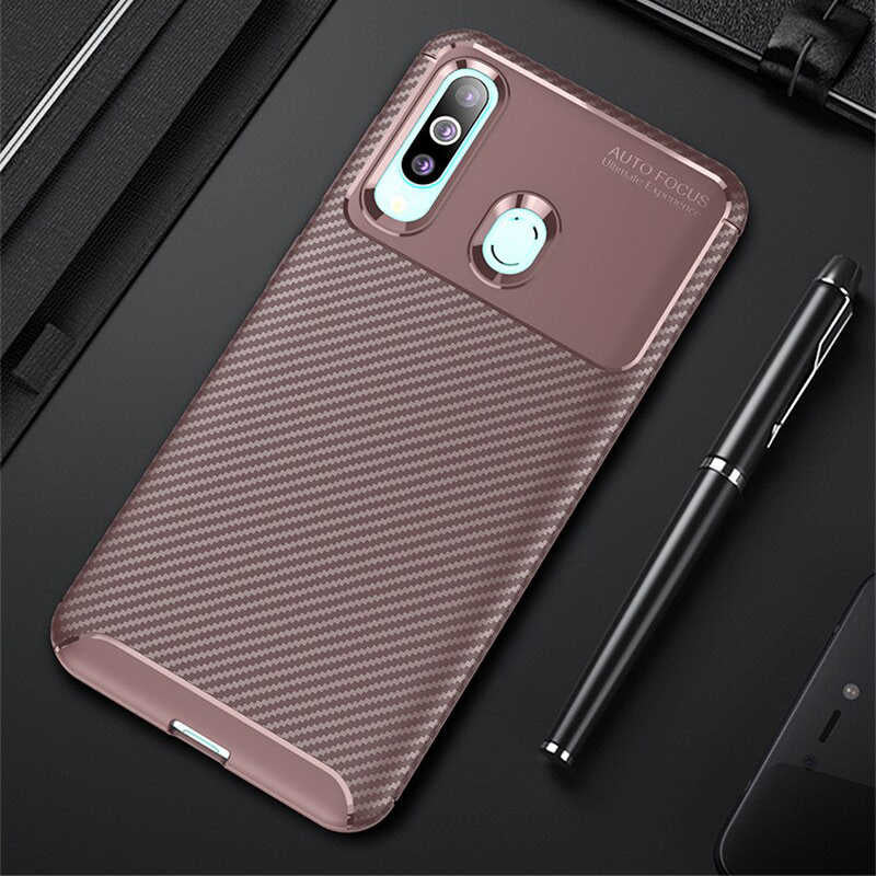 Galaxy A20S Kılıf Zore Negro Silikon Kapak Kahverengi