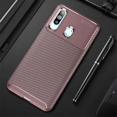 Galaxy A20S Kılıf Zore Negro Silikon Kapak Kahverengi