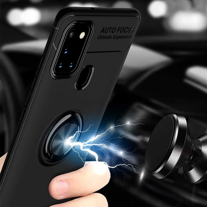 Galaxy A21S Kılıf Zore Ravel Silikon Kapak Siyah-Rose Gold