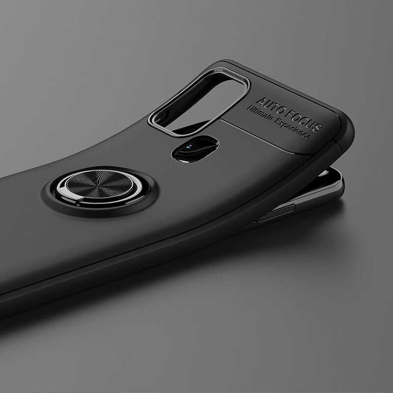 Galaxy A21S Kılıf Zore Ravel Silikon Kapak Siyah-Mavi