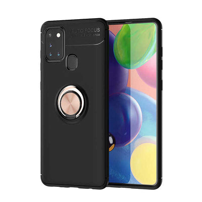 Galaxy A21S Kılıf Zore Ravel Silikon Kapak Siyah-Rose Gold