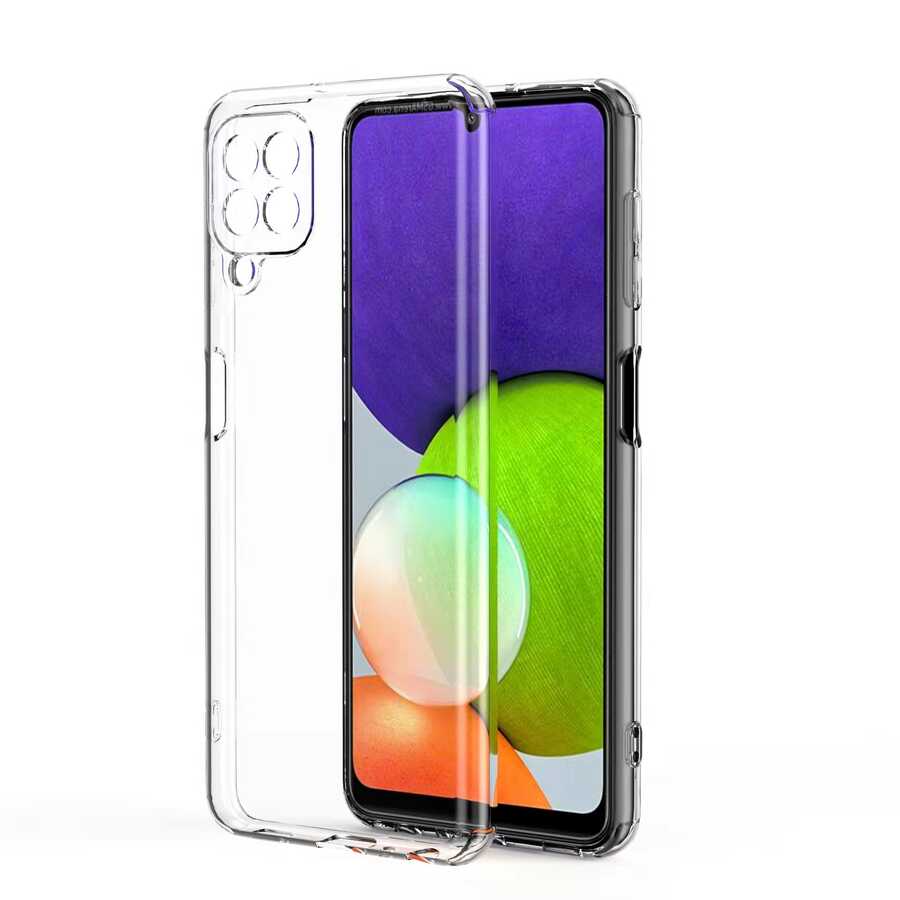 Galaxy A22 4G Kılıf Zore Kamera Korumalı Süper Silikon Kapak Renksiz