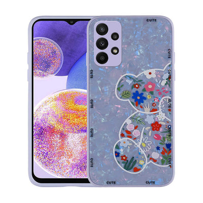 Galaxy A23 Kılıf Desenli Sert Silikon Zore Mumila Kapak Lilac Bear