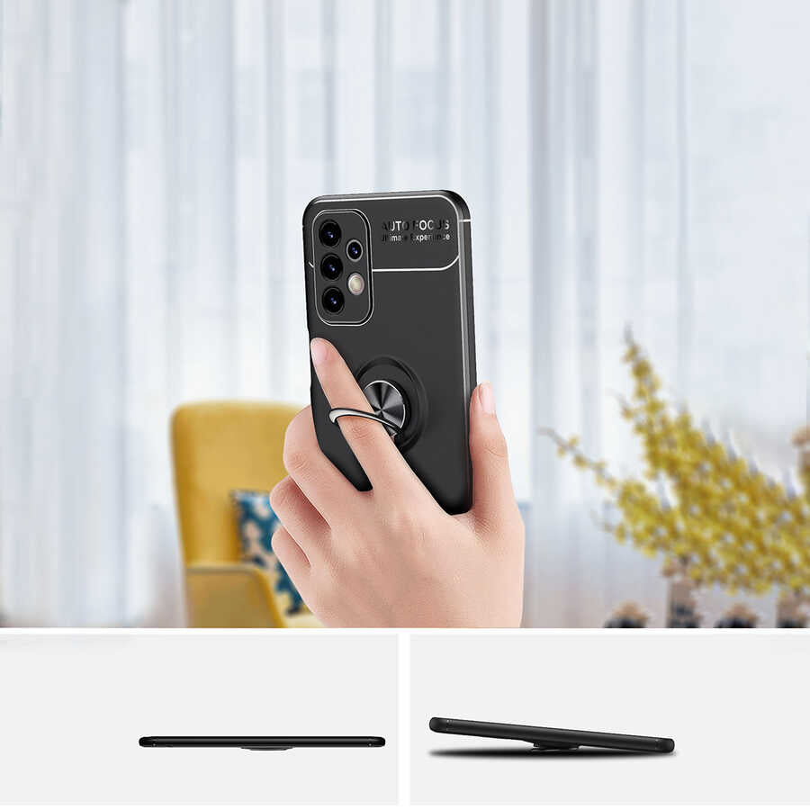 Galaxy A23 Kılıf Zore Ravel Silikon Kapak Siyah-Mavi