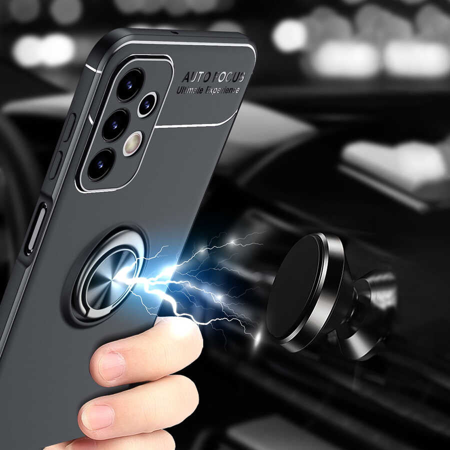 Galaxy A23 Kılıf Zore Ravel Silikon Kapak Siyah-Kırmızı