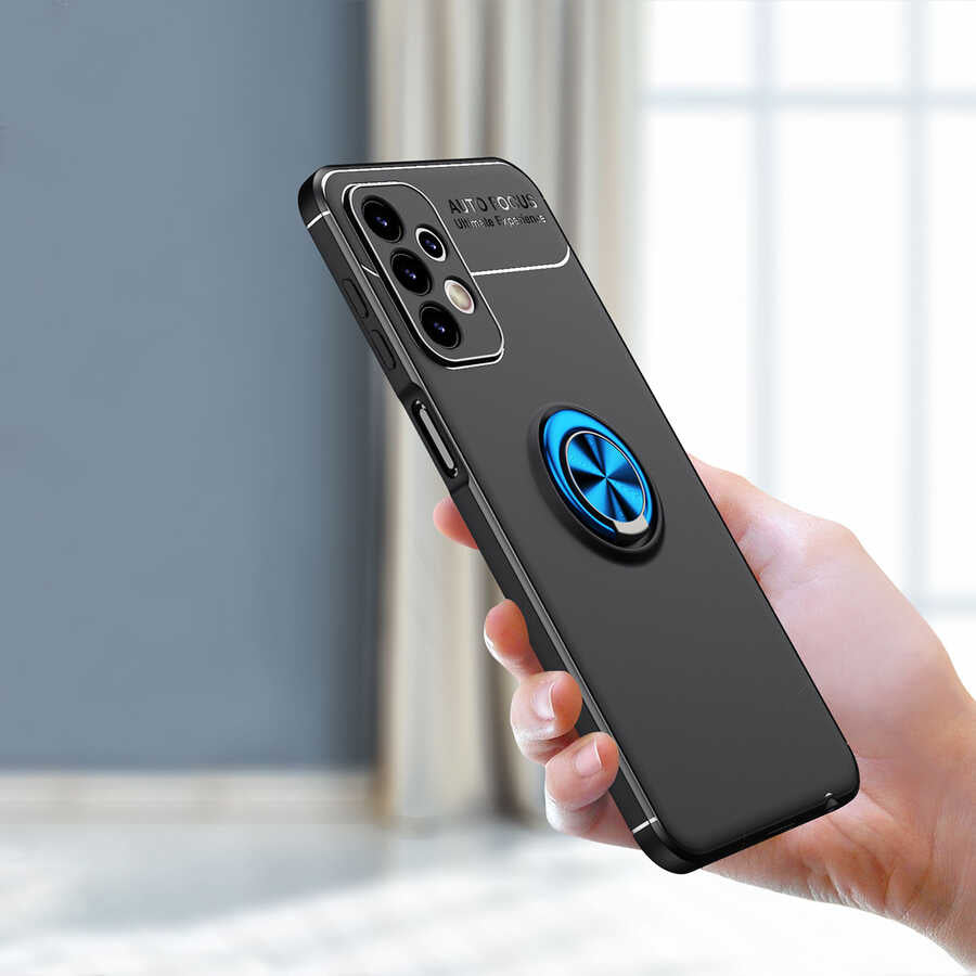 Galaxy A23 Kılıf Zore Ravel Silikon Kapak Siyah-Mavi