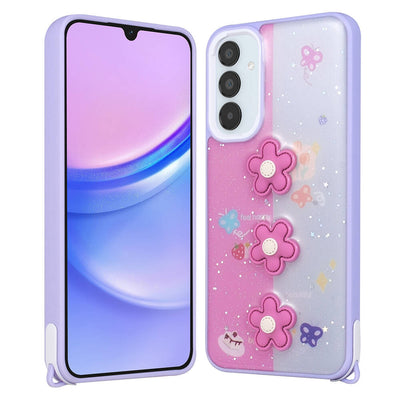 Galaxy A24 Kılıf Parlayan Simli Kabartma Figürlü Zore Cevze Kapak Yeşil