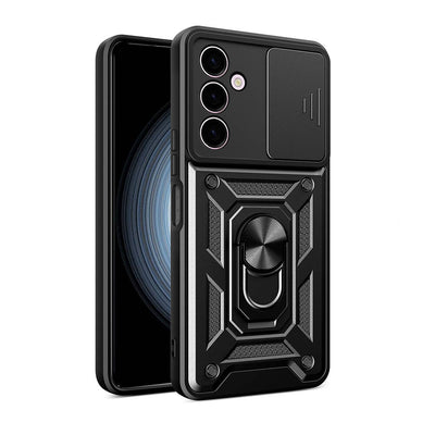 Galaxy A24 Kılıf Magnetik Standlı Kamera Korumalı Zore Sürgülü Vega Kapak Mavi