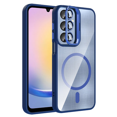 Galaxy A25 Kılıf Standlı ve Kamera Lens Hediyeli M-Safe Şarj Özellikli Zore Etro Kapak