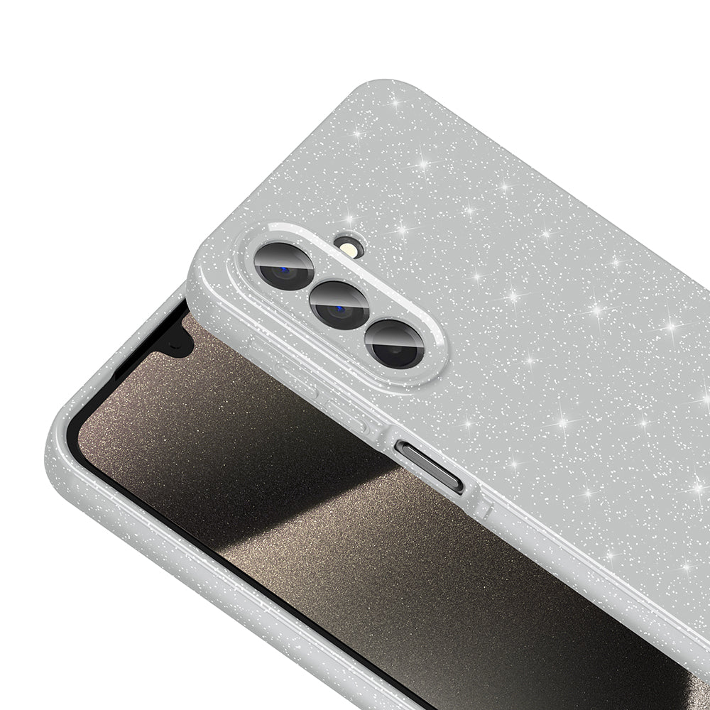 Galaxy A26 Kılıf Kamera Korumalı Simli Lüks Zore Koton Kapak Gümüş