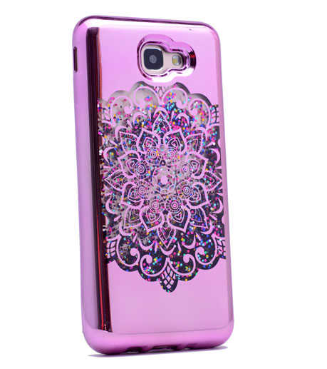 Galaxy A3 2016 Kılıf Zore Lazer Çiçekli Sıvılı Silikon Pembe Açık