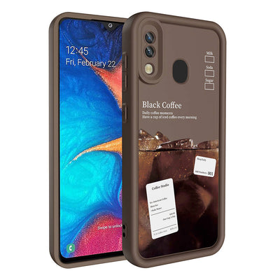 Galaxy A30 Kılıf Kamera Korumalı Baskılı Arka Yüzey Zore Klas Kapak Açık Kahve