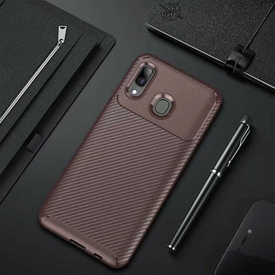 Galaxy A30 Kılıf Zore Negro Silikon Kapak Kahverengi